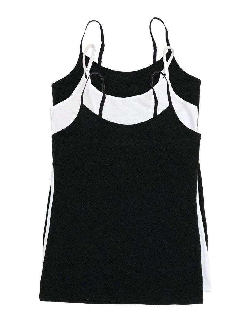 Felina Adjustable Camisole Tank Top - Premium Micro Modal Womens Tank Tops - Soft, Breathable, and Versatile Undergarment Black White - Image 1